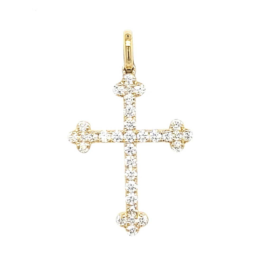 18K Yellow Gold Diamond Cross Pendant