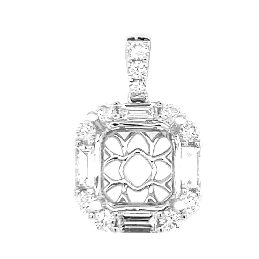 18K White Gold Semi Mount Pendant