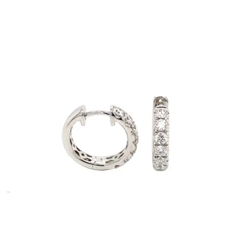 18K White Gold Huggie Earrings