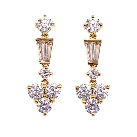 18K Yellow Gold Diamond Earrings