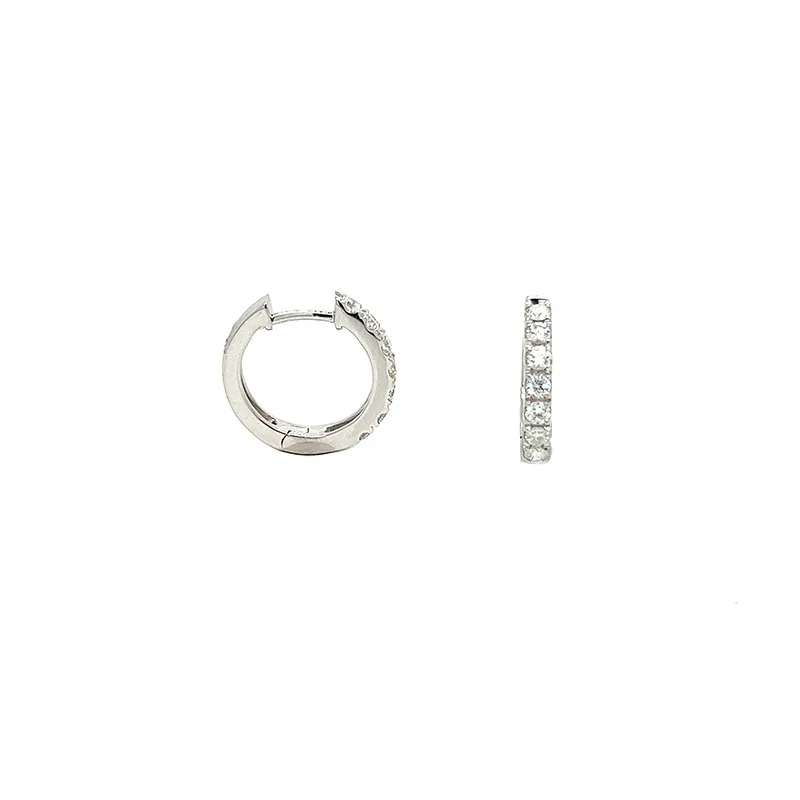 18K White Gold Huggie Earrings