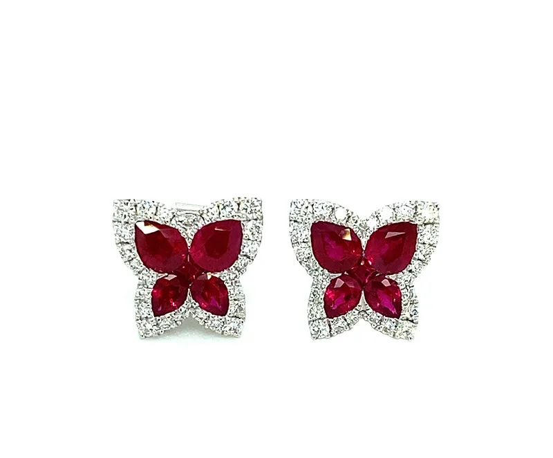 18K White Gold Ruby Earrings