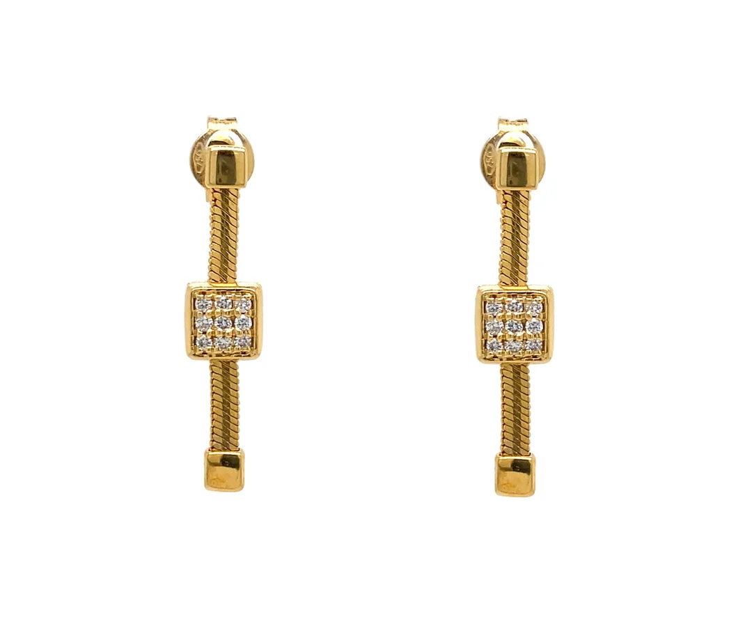 18K Yellow Gold Diamond Earrings