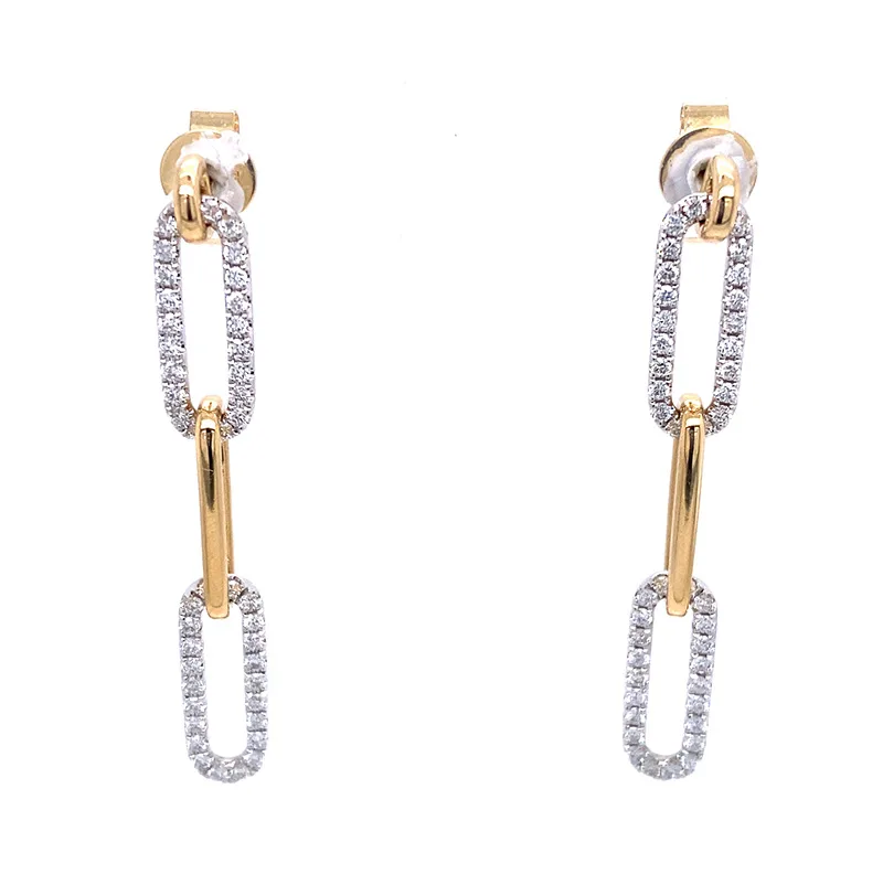 18K Two-Tone Gold Diamond Earrings