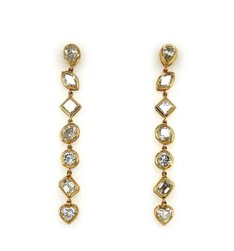 18K Yellow Gold Diamond Earrings