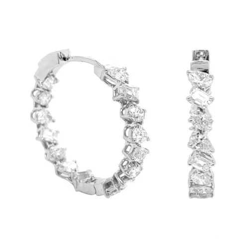18K White Gold Hoop Earrings