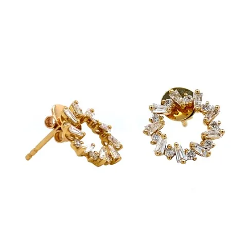 18K Yellow Gold Diamond Earrings