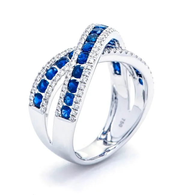 18K White Gold Sapphire Band