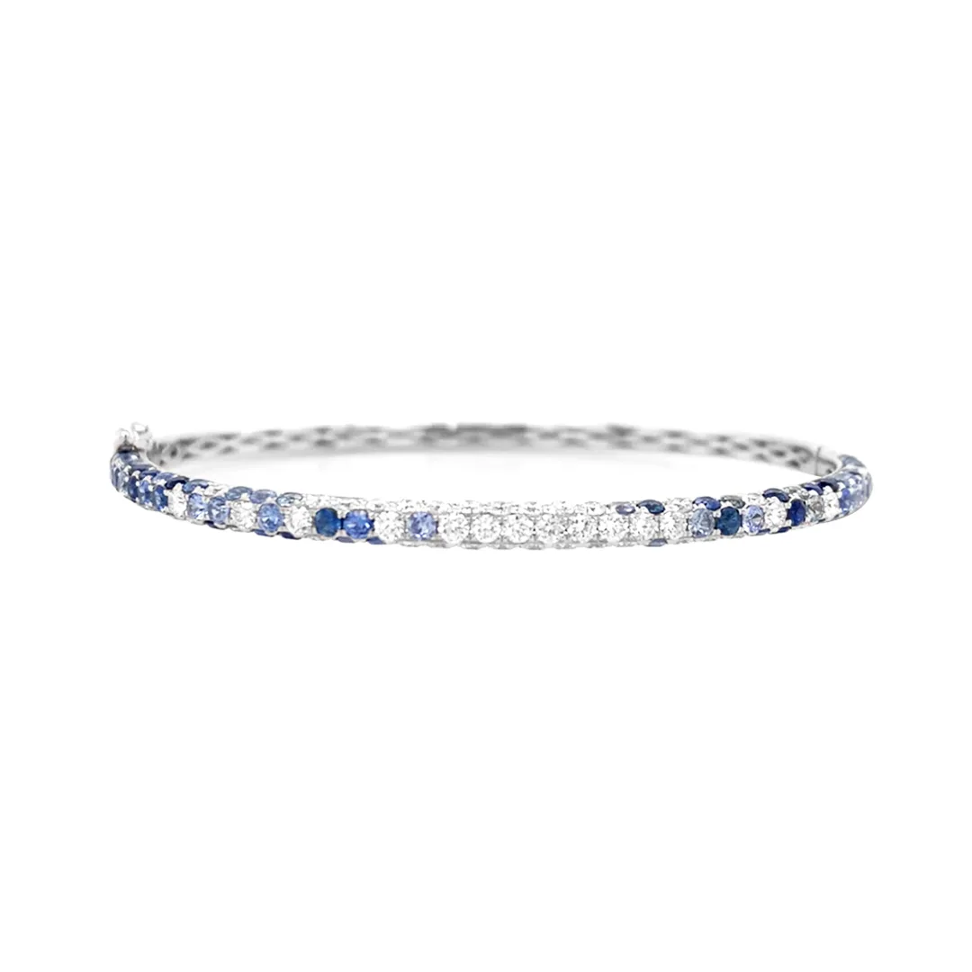 18K White Gold Sapphire Bangle