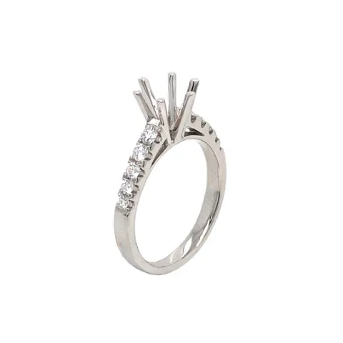 18K White Gold Semi Mount Ring