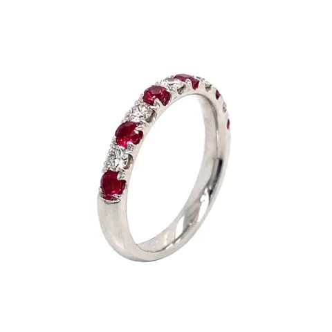 18K White Gold Ruby Band