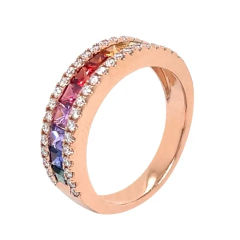 18K Rose Gold Fancy Sapphire Band