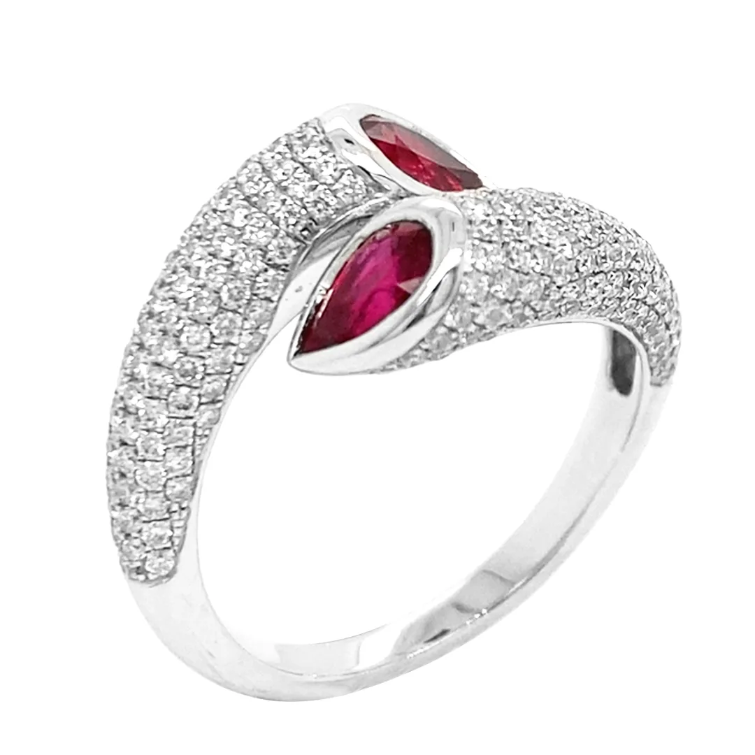 18K White Gold Ruby Band