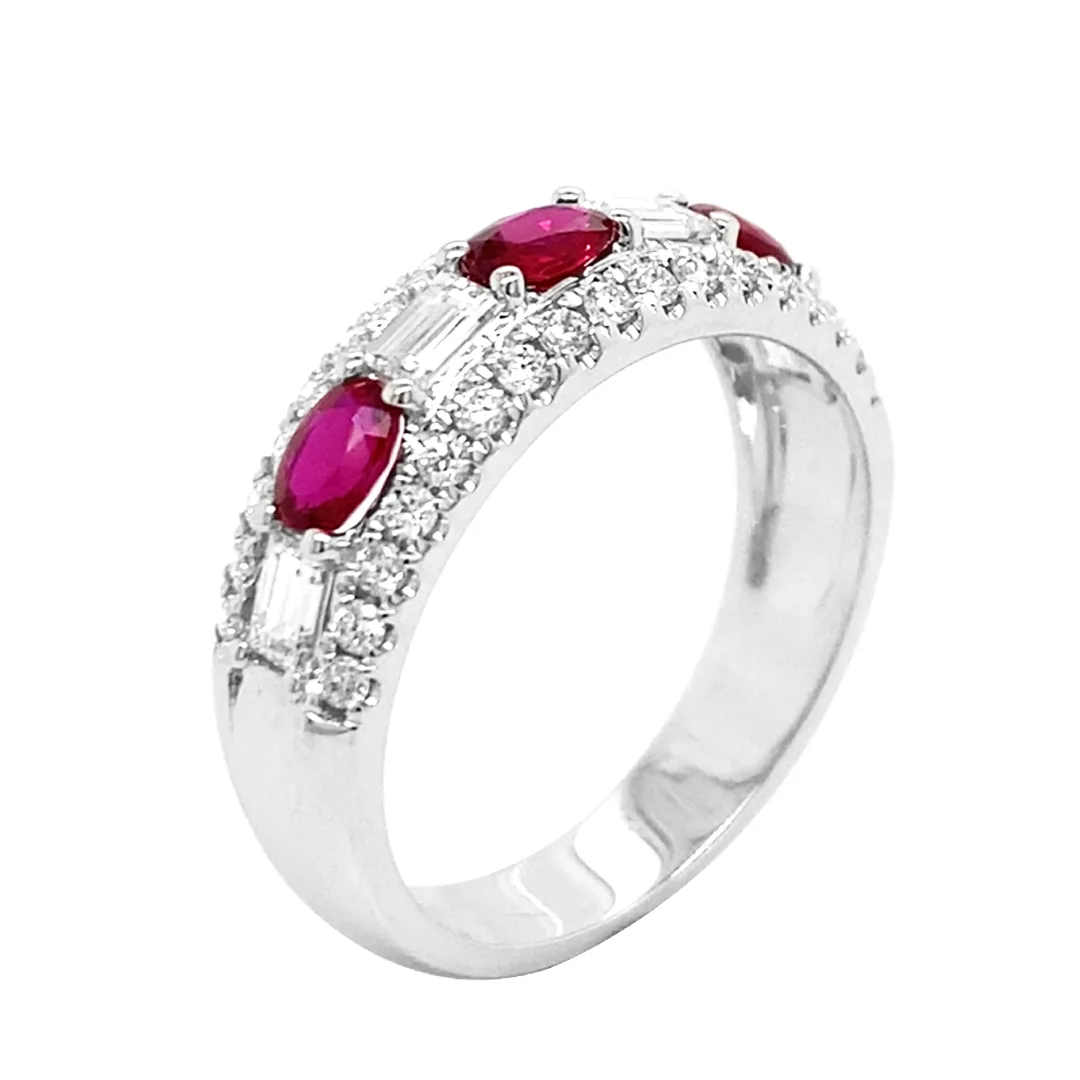 18K White Gold Ruby Band
