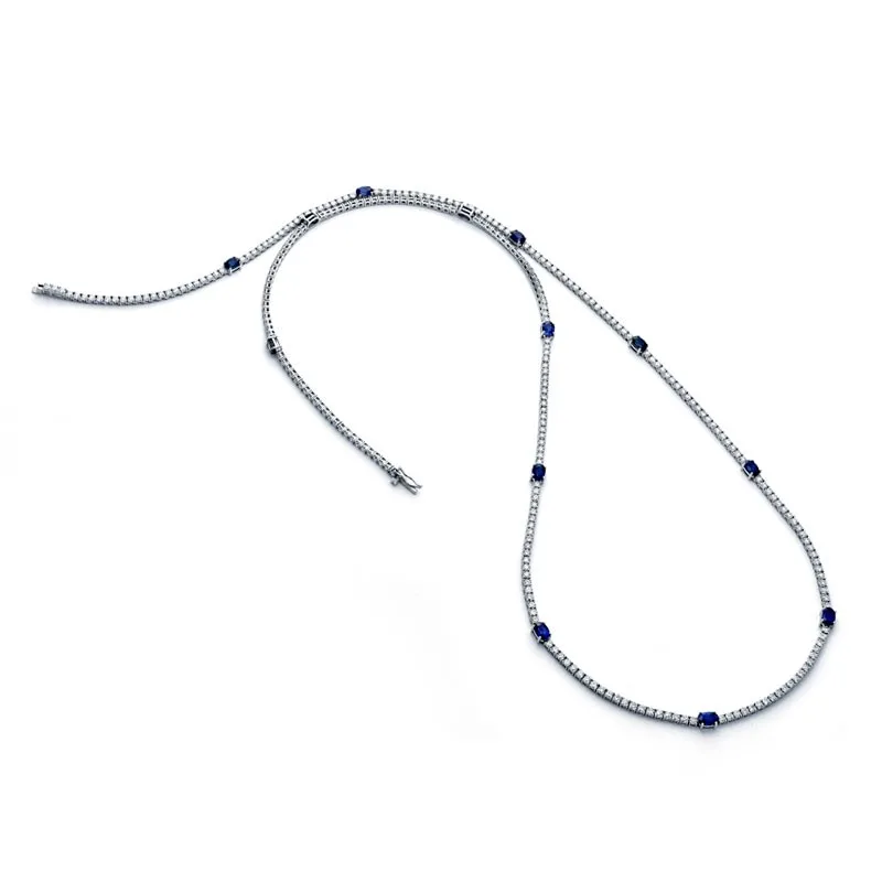 18K White Gold Sapphire Necklace