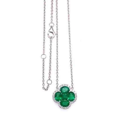 18K White Gold Emerald Necklace