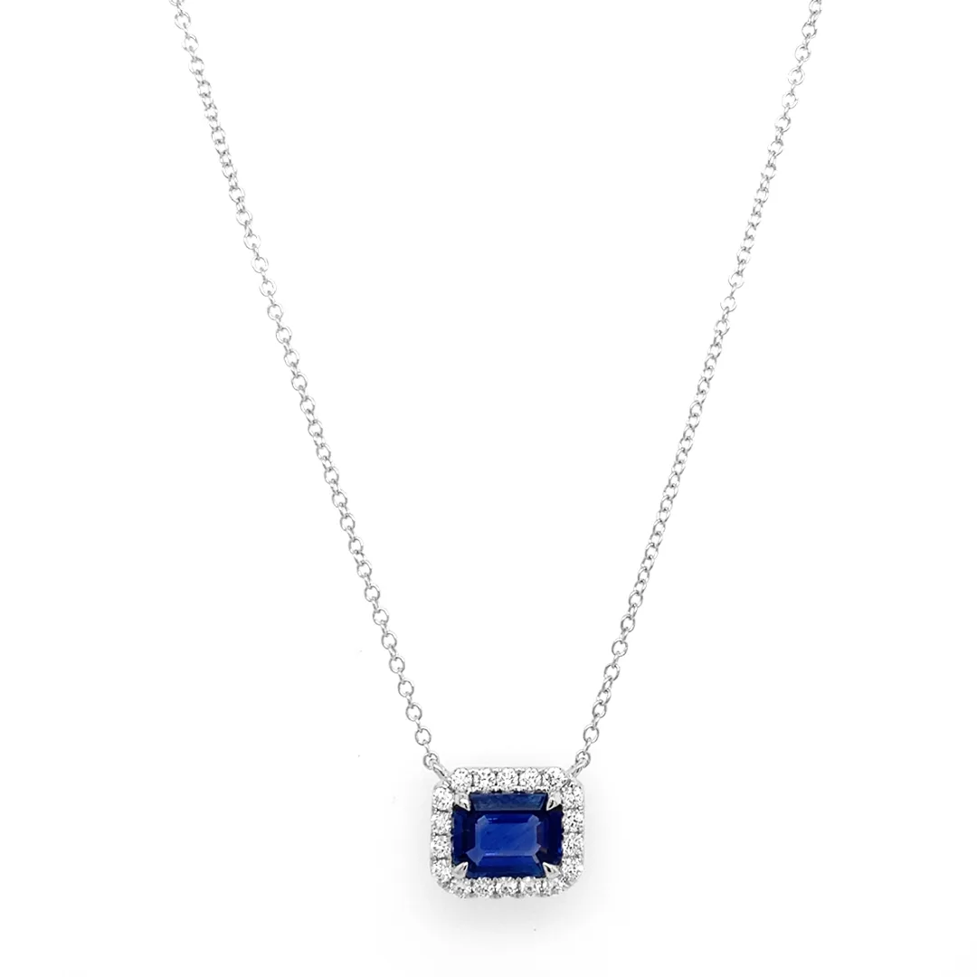 18K White Gold Sapphire Necklace