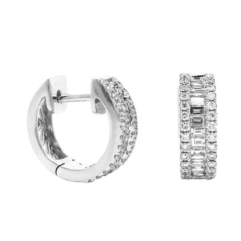 18K White Gold Huggie Earrings