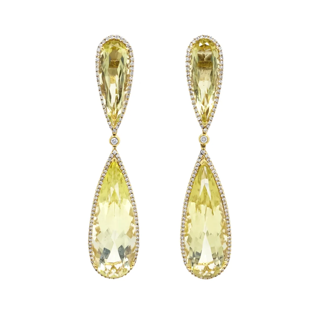18K Yellow Gold Lemon Quartz Earrings