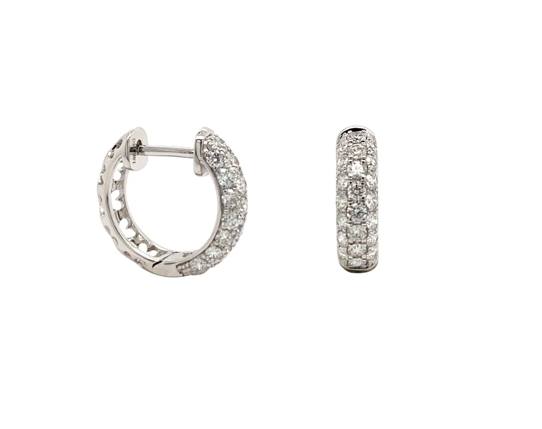 18K White Gold Huggie Earrings