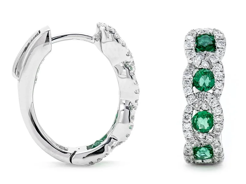 18K White Gold Emerald Earrings