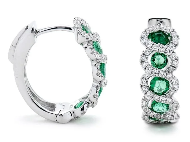 18K White Gold Emerald Earrings