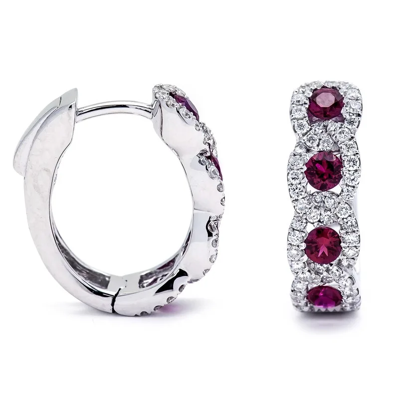 18K White Gold Ruby Earrings