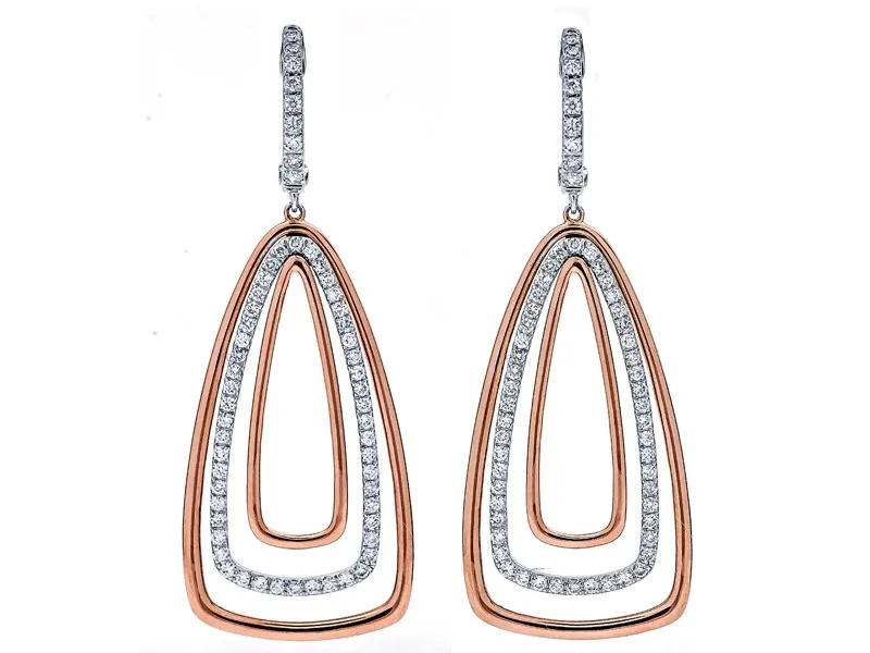18K Two-Tone Gold Diamond Earrings