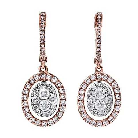 18K Two-Tone Gold Diamond Earrings