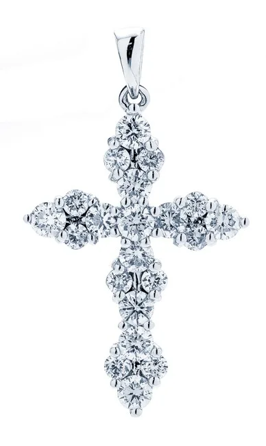 18K White Gold Diamond Cross Pendant