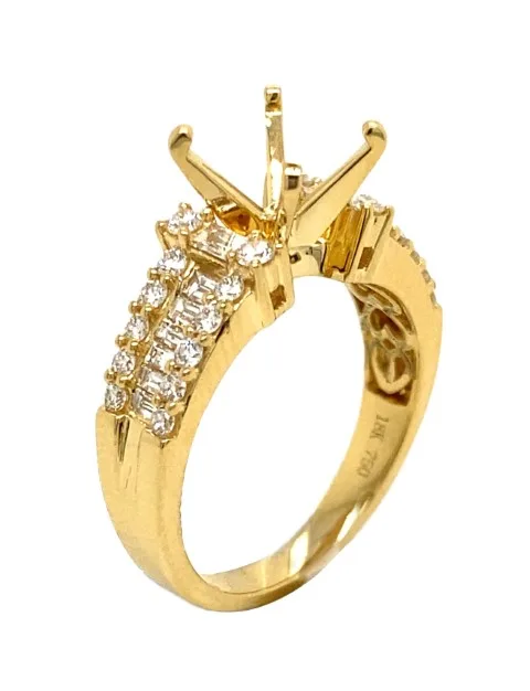 18K Yellow Gold Semi Mount Ring