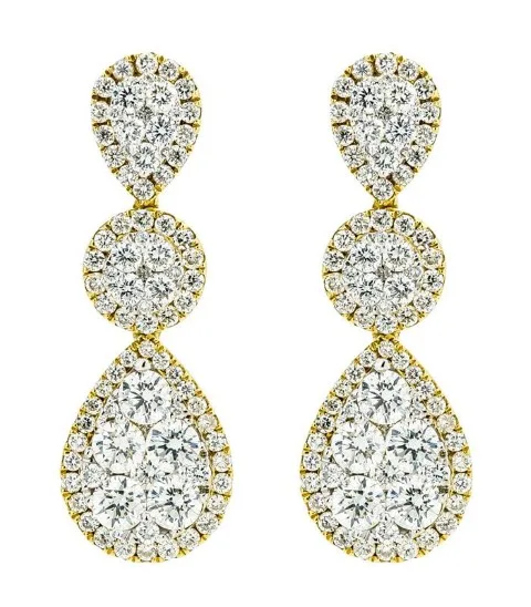 18K Yellow Gold Diamond Earrings