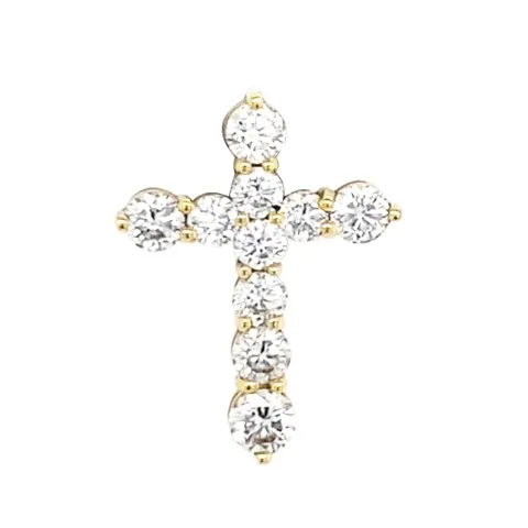 18K Yellow Gold Diamond Cross Pendant