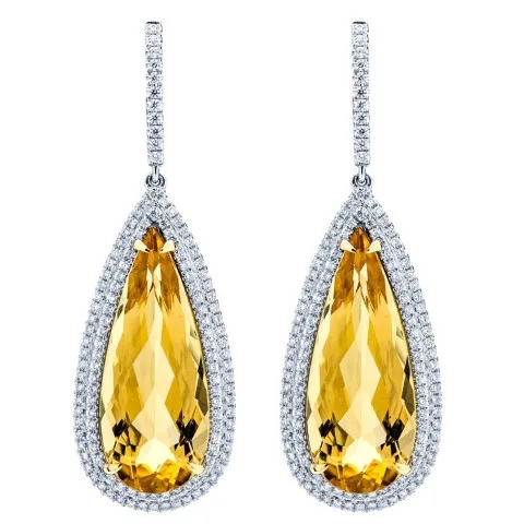 18K Two-Tone Gold Citrine Earrings