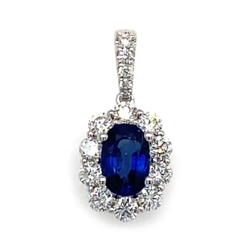 18K White Gold Sapphire Pendant