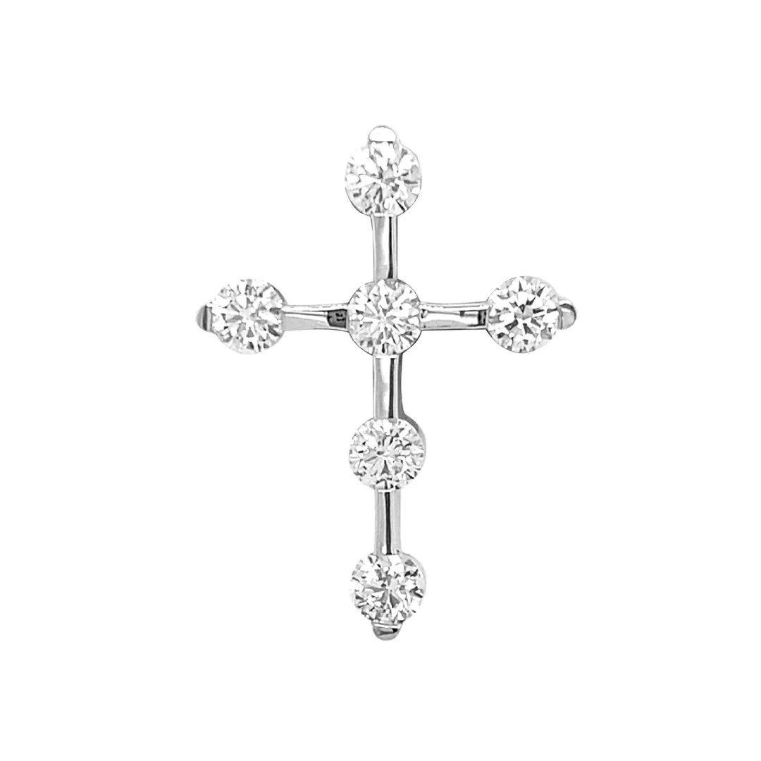 18K White Gold Diamond Cross Pendant