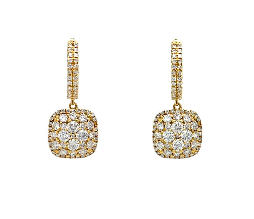 18K Yellow Gold Diamond Earrings
