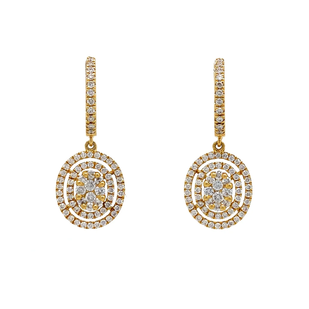 18K Yellow Gold Diamond Earrings