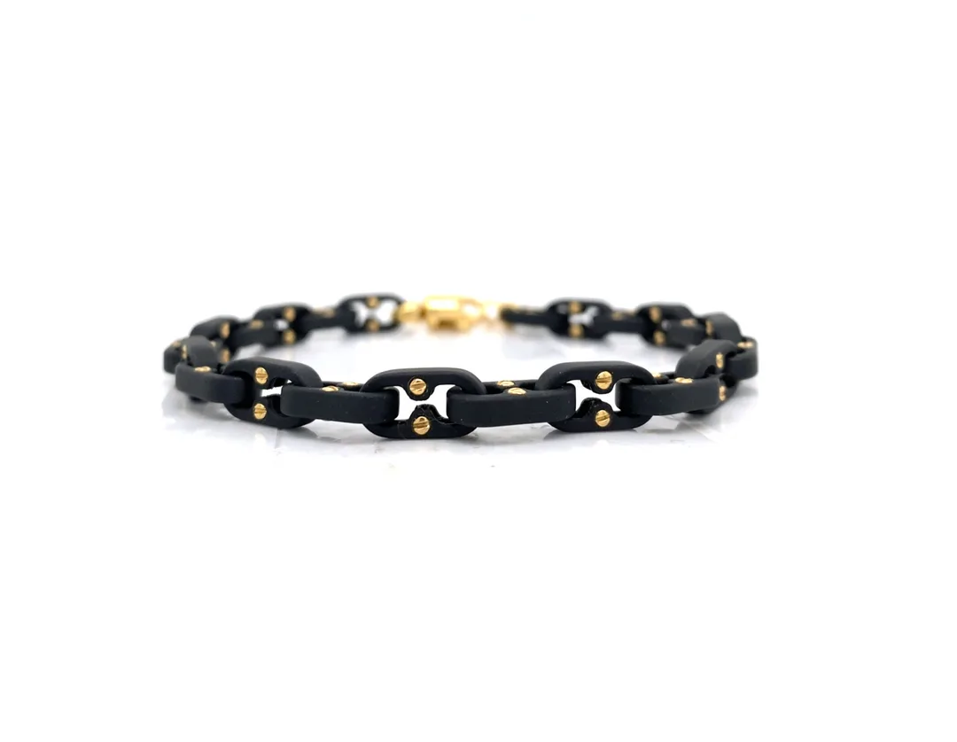 Black Titanium and 18K Yellow Gold Men’s Bracelet