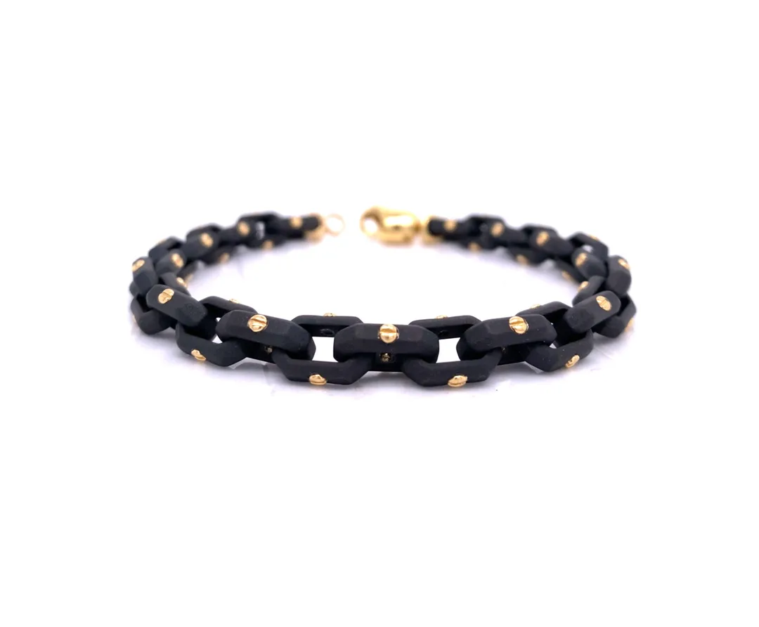 Black Titanium and 18K Yellow Gold Men’s Bracelet