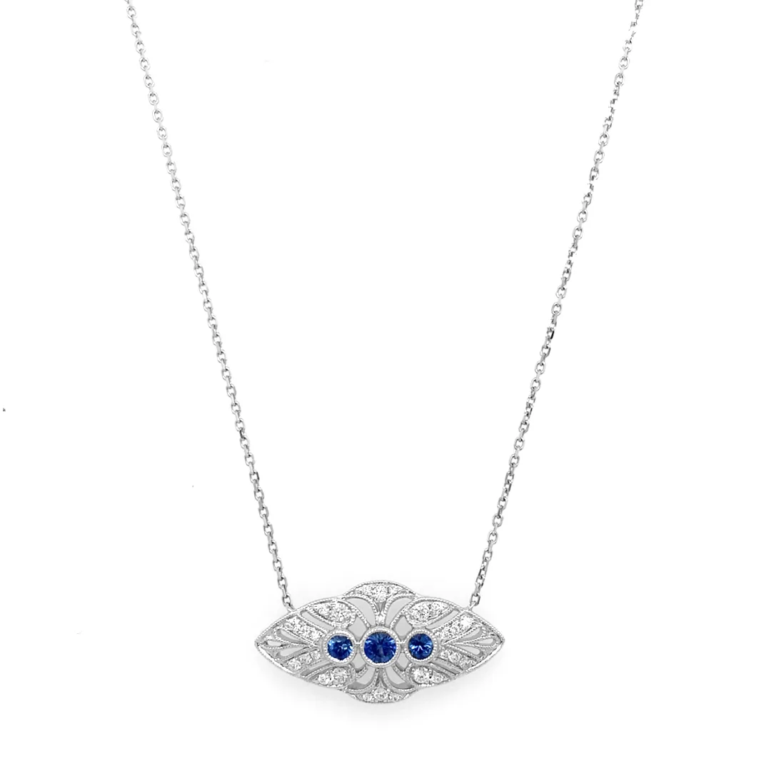 18K White Gold Sapphire Necklace