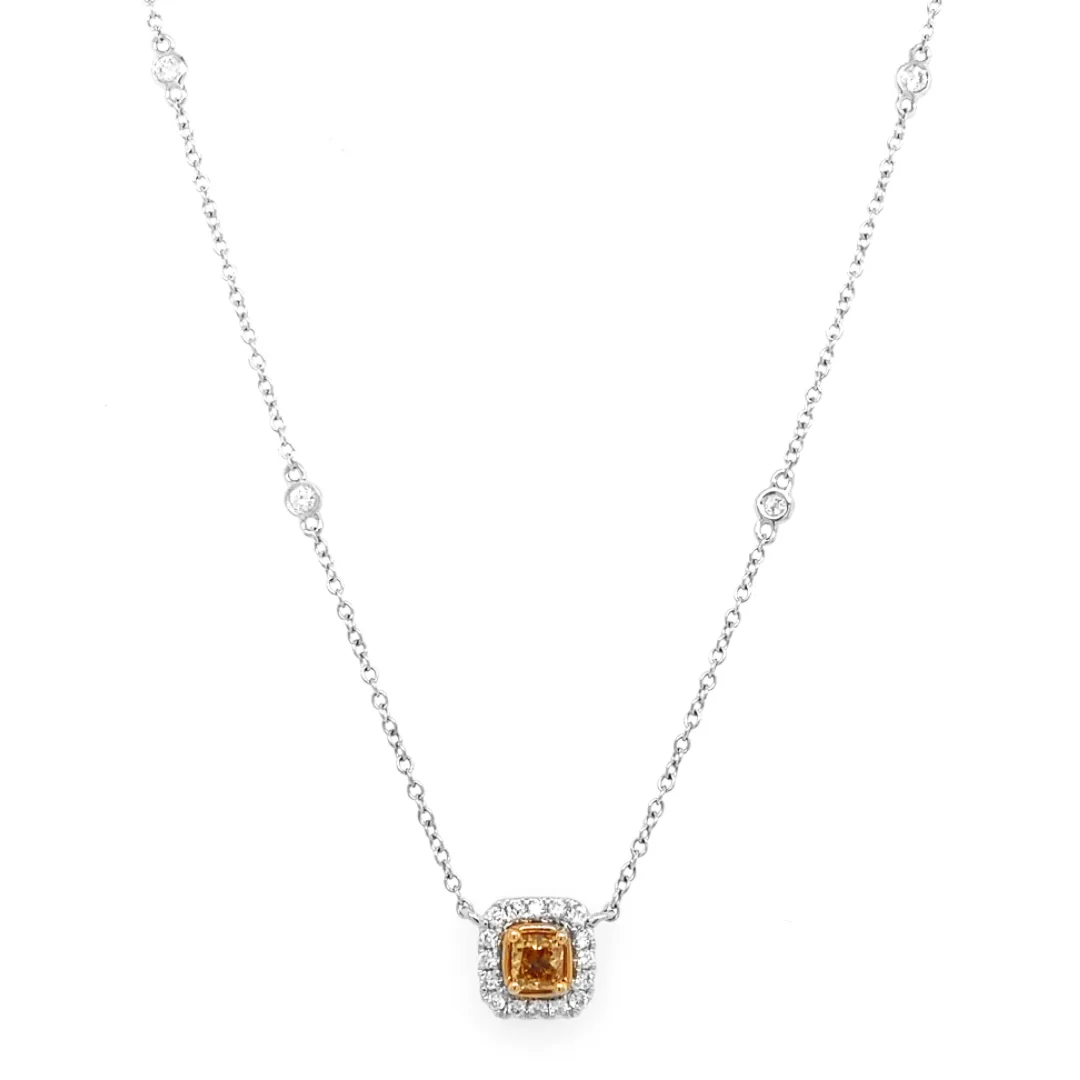 18K Two-Tone Gold Yellow Diamond Necklace