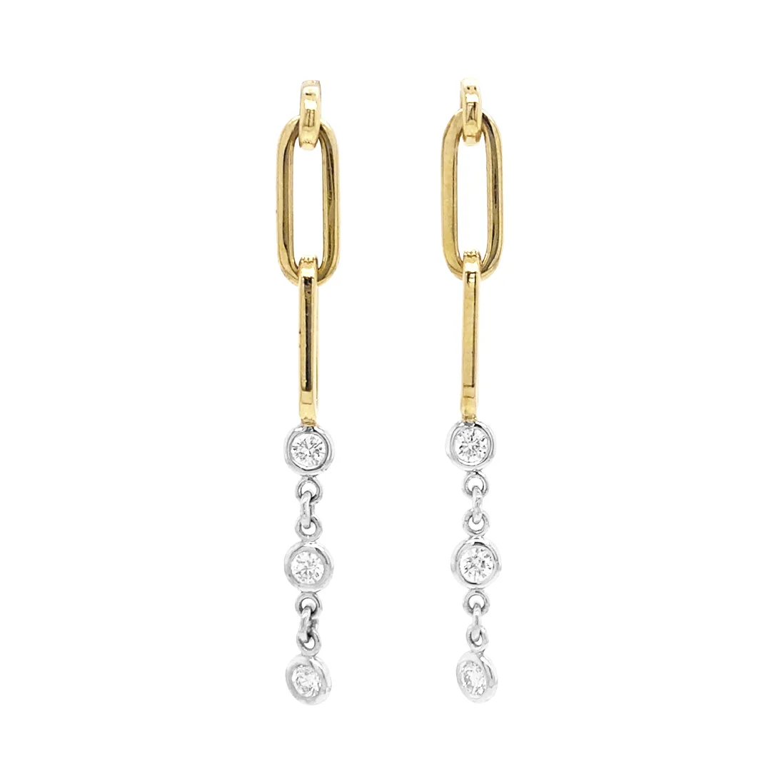 18K Two-Tone Diamond Earrings