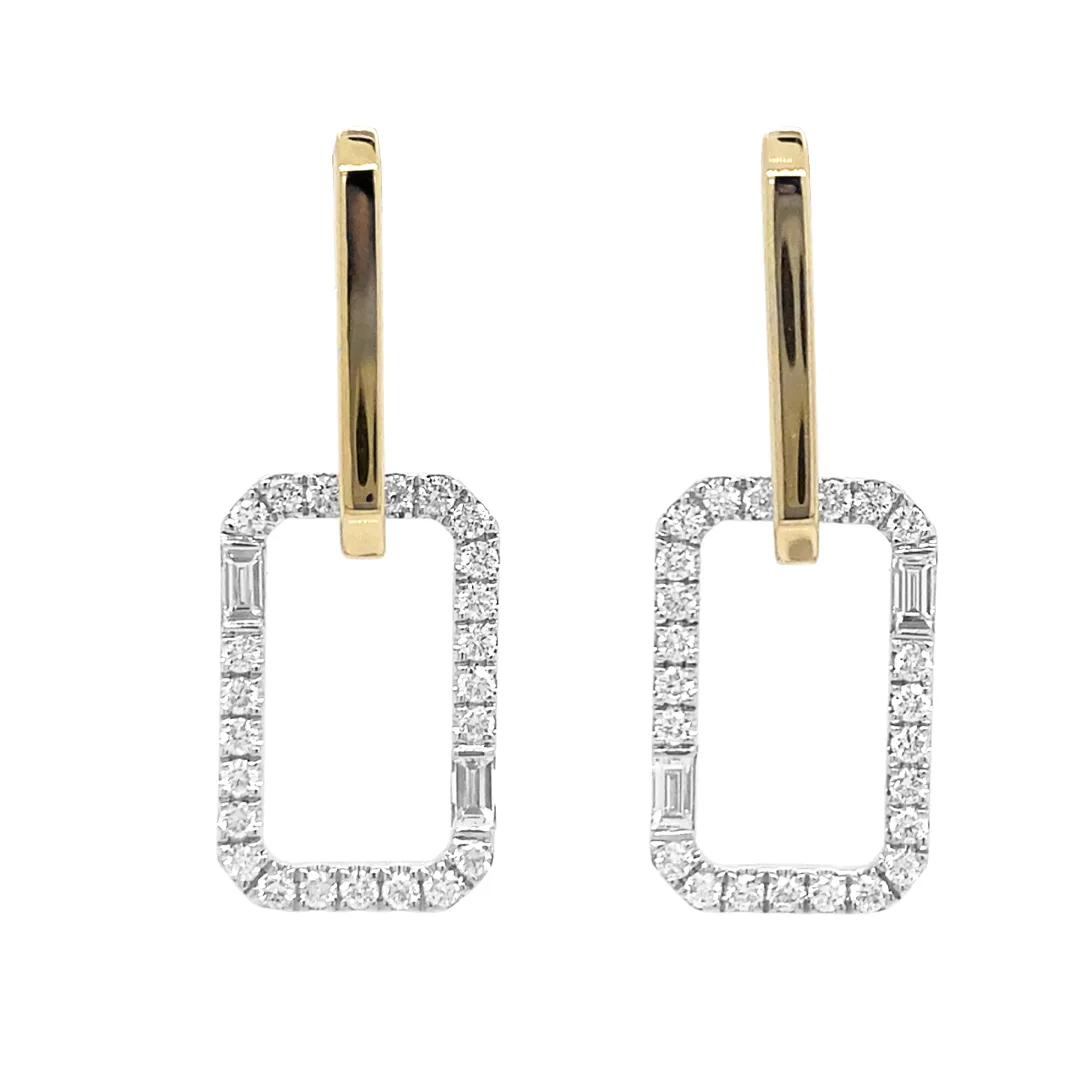 18K Two-Tone Gold Diamond Earrings