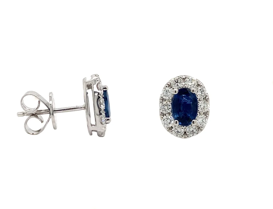 18K White Gold Sapphire Earrings