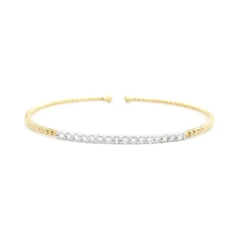 14K Two-Tone Gold Diamond Bangle