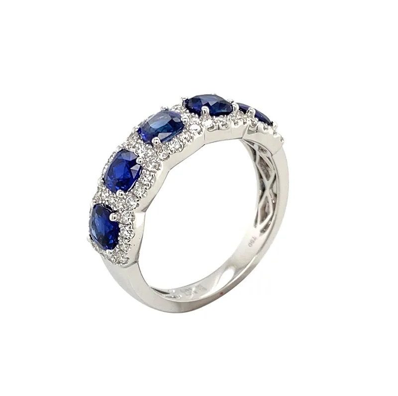 18K White Gold Sapphire Band