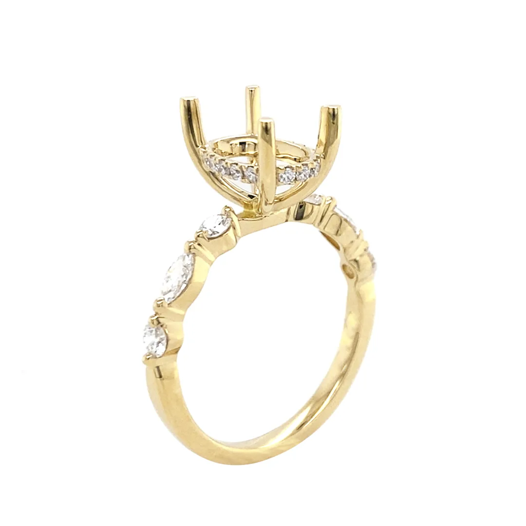 18K White Gold Semi Mount Ring Set