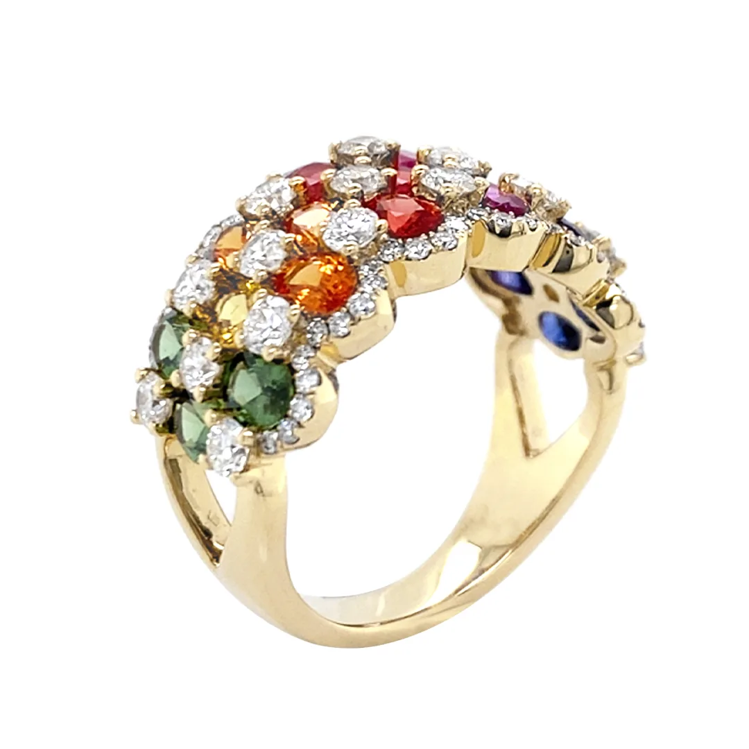 18K Yellow Gold Fancy Sapphire Band