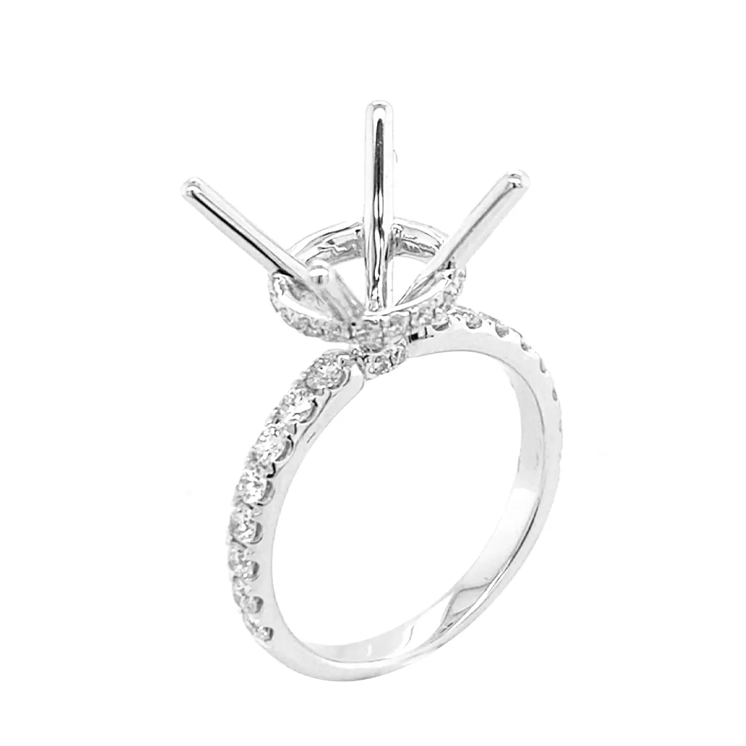 18K White Gold Semi Mount Ring
